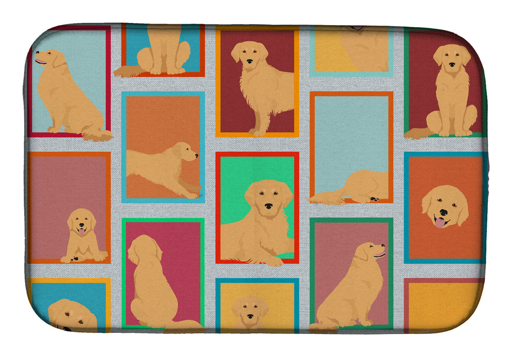 Lots of Golden Retriever Dish Drying Mat Absorbent Dish Drying Mat Pad for Kitchen Counter Dish Drainer Mat for Countertop, 14 x 21", Multicolor