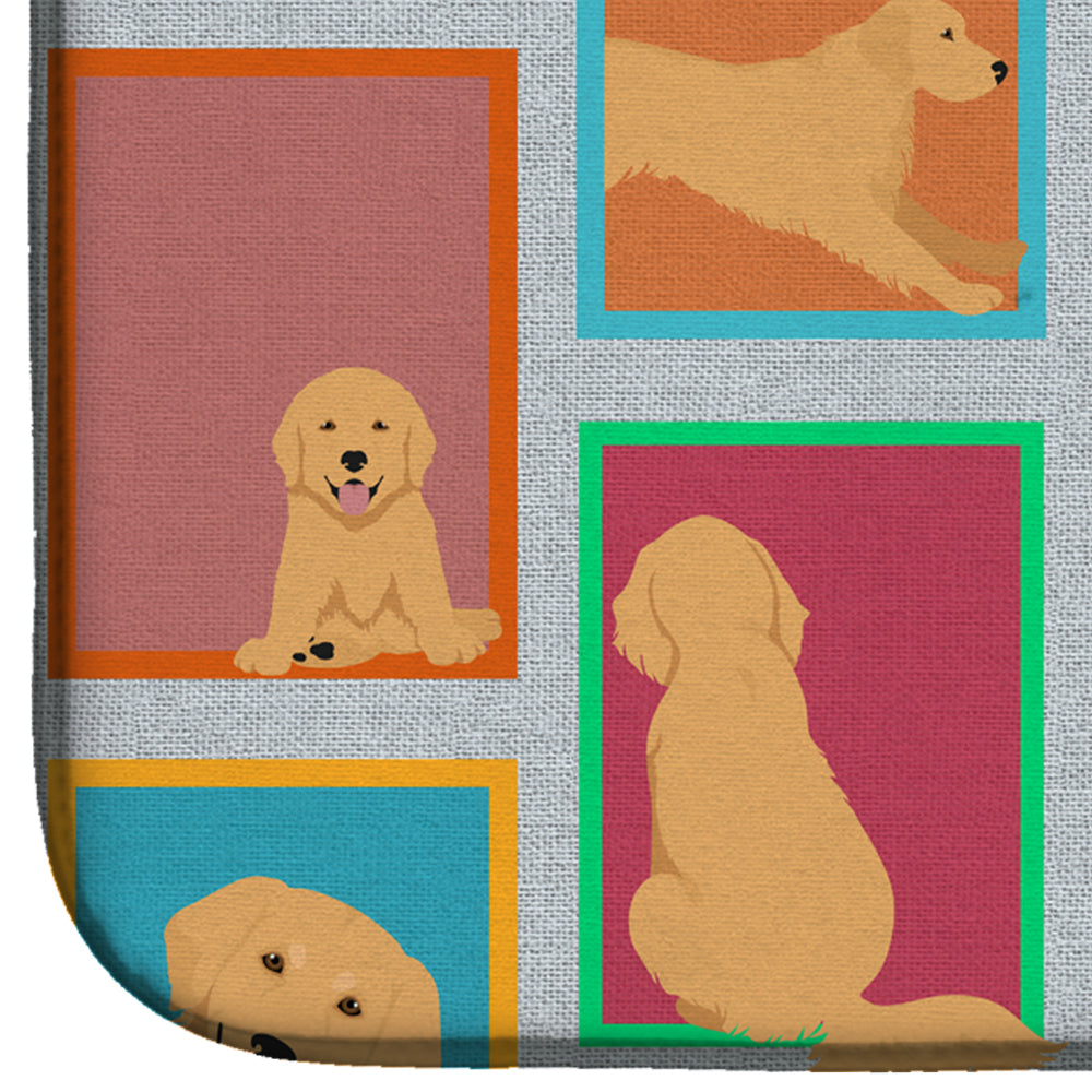 Lots of Golden Retriever Dish Drying Mat Absorbent Dish Drying Mat Pad for Kitchen Counter Dish Drainer Mat for Countertop, 14 x 21", Multicolor