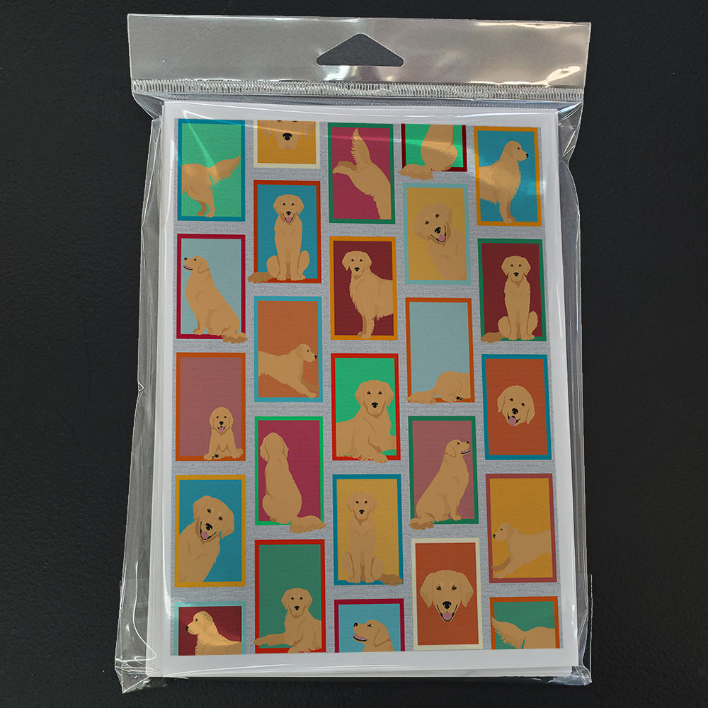 Lots of Golden Retriever Greeting Cards Pack of 8 Blank Cards with Envelopes Whimsical A7 Size 5x7