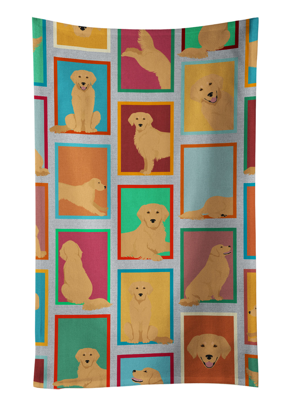 Lots of Golden Retriever Kitchen Towel Velour Plush Front and Cotton Loop Back Machine Washable