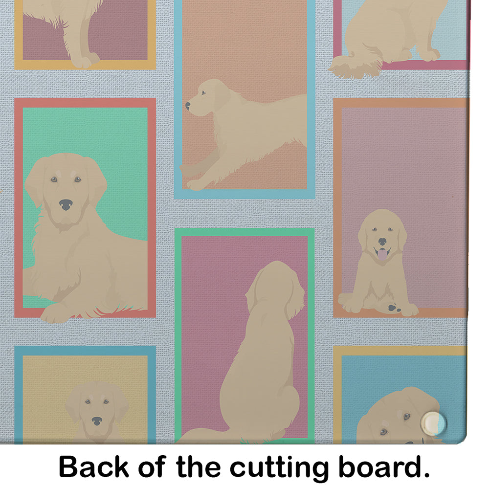 Lots of Golden Retriever Cutting Board Tempered Glass Kitchen Cutting Surface, Heat Resistant Chopping, Non-Slip Feet, Food Prep & Serving