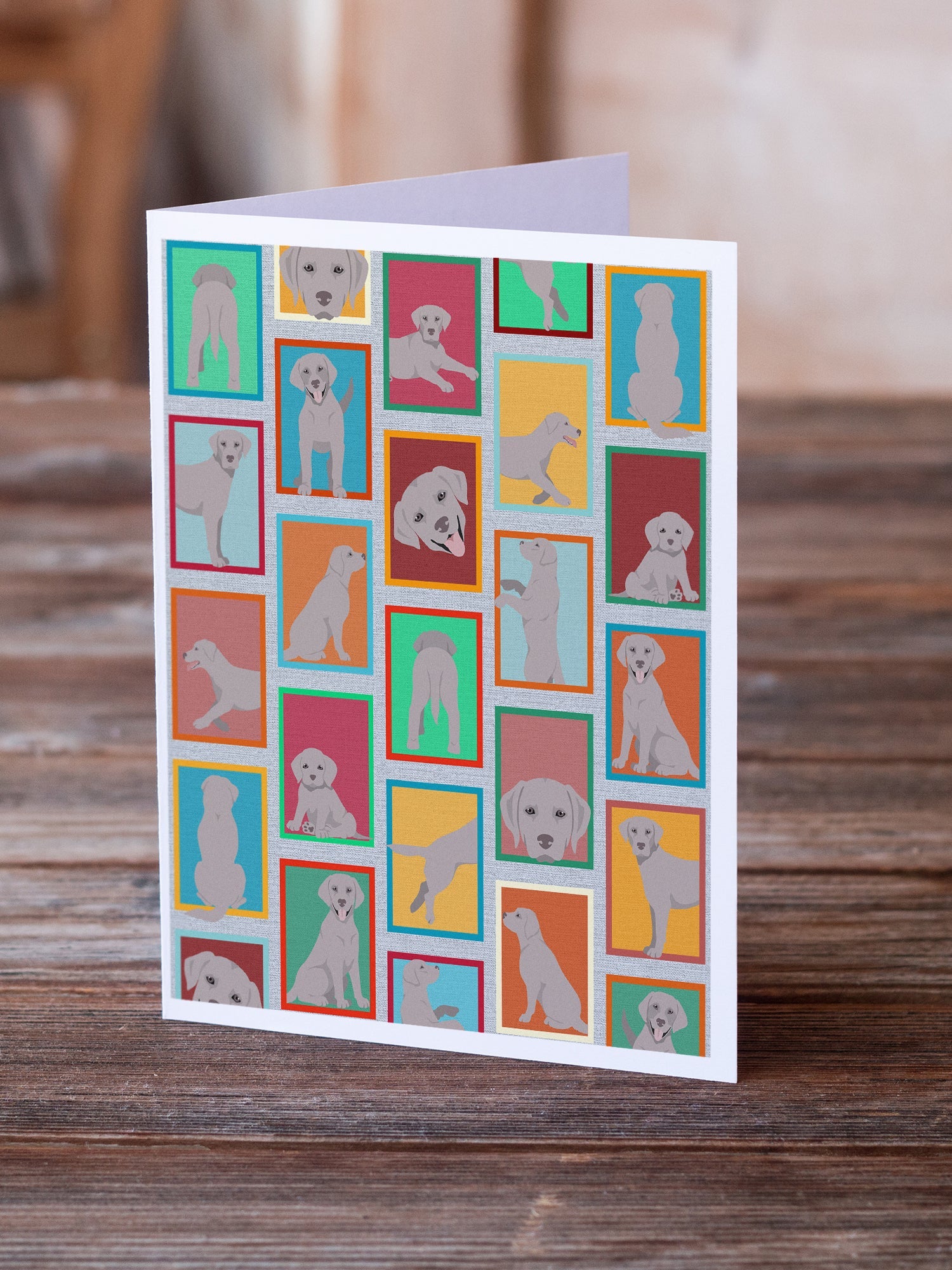 Lots of Grey Labrador Retriever Greeting Cards Pack of 8 Blank Cards with Envelopes Whimsical A7 Size 5x7