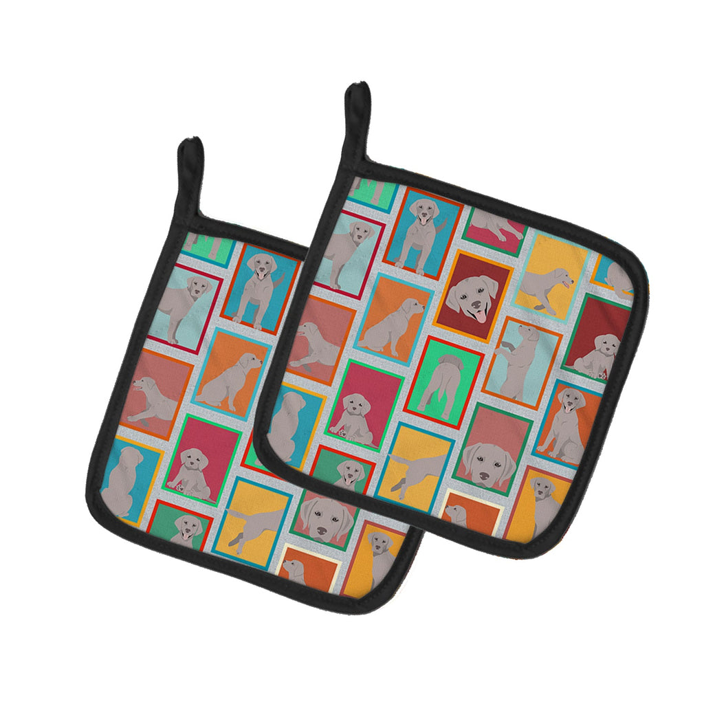 Lots of Grey Labrador Retriever Pot Holder Set of 2 Heat Resistant Quilted Hot Pads 7.5 x 7.5 Inch, Insulated Kitchen Trivets for Cooking & Baking