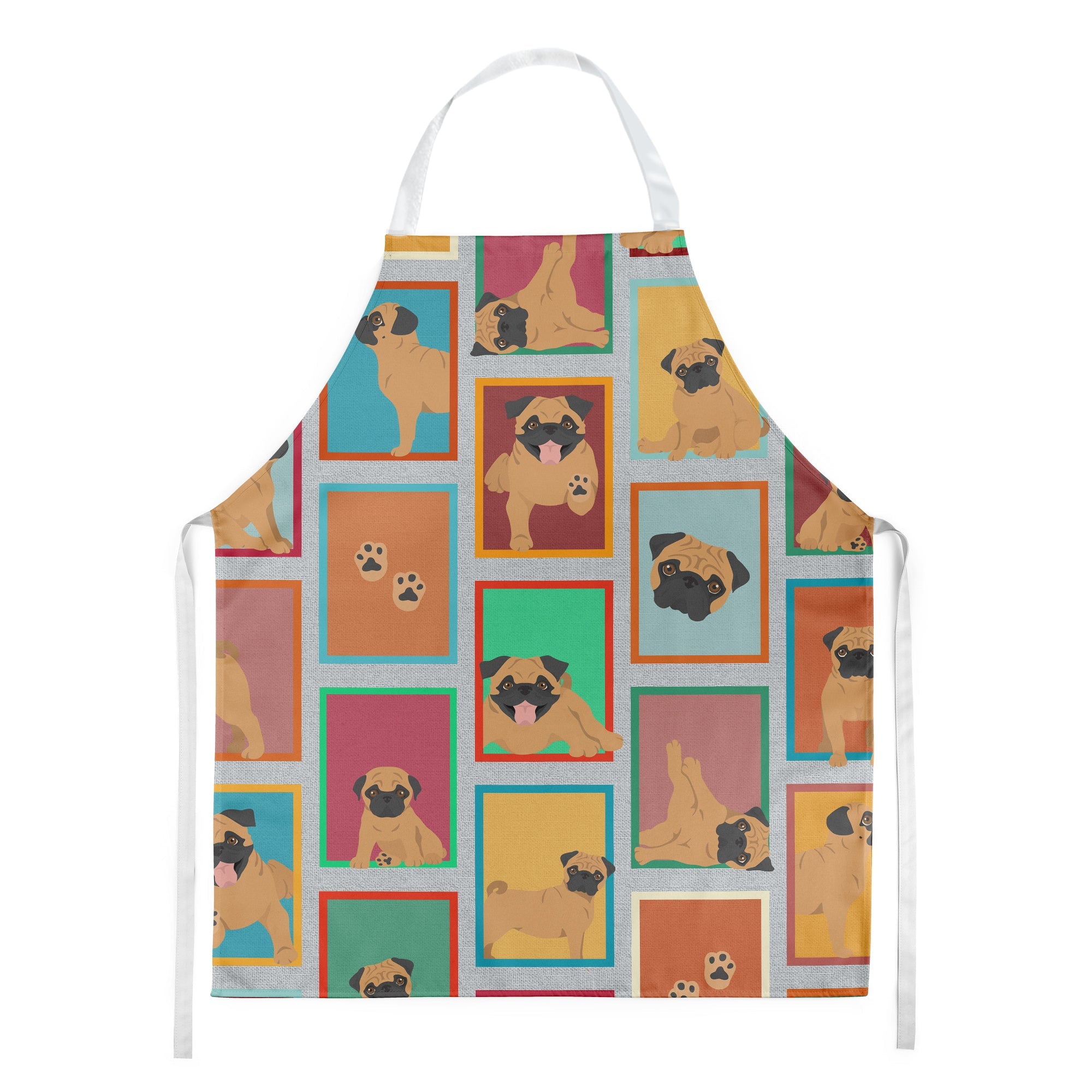 Lots of Apricot Pug Apron Cooking Kitchen Server Baking Crafts Gardening for Adult Women Men, Unisex, Large, Multicolor