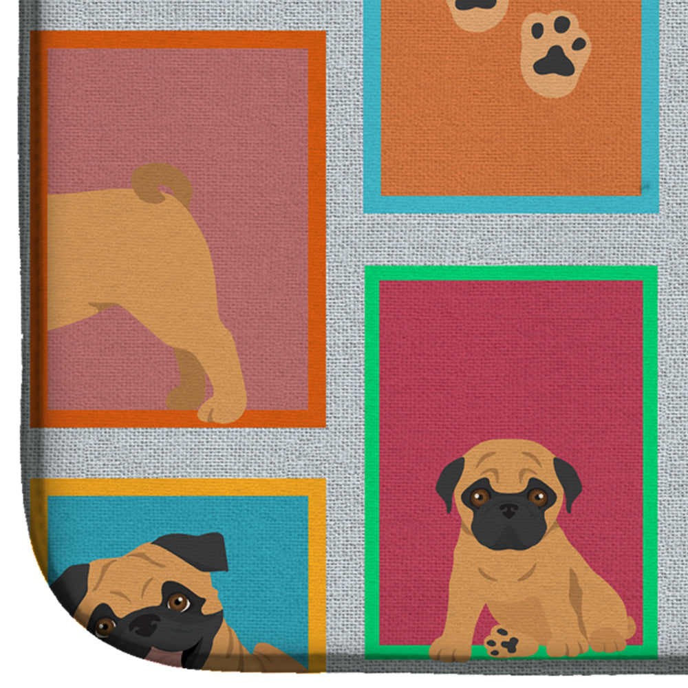 Lots of Apricot Pug Dish Drying Mat Absorbent Dish Drying Mat Pad for Kitchen Counter Dish Drainer Mat for Countertop, 14 x 21", Multicolor