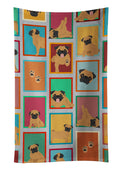 Lots of Apricot Pug Kitchen Towel Velour Plush Front and Cotton Loop Back Machine Washable