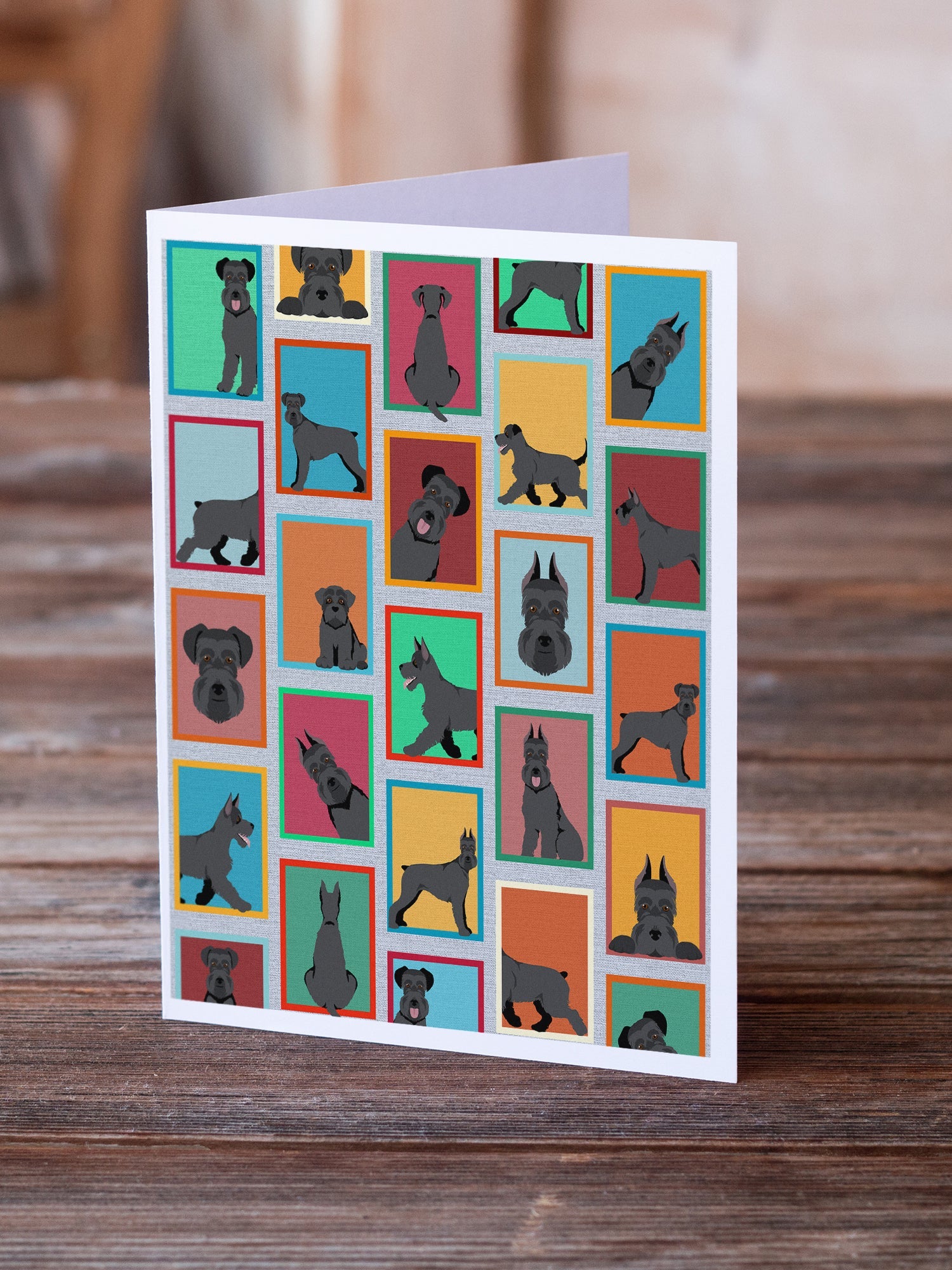 Lots of Black Schnauzer Greeting Cards Pack of 8 Blank Cards with Envelopes Whimsical A7 Size 5x7