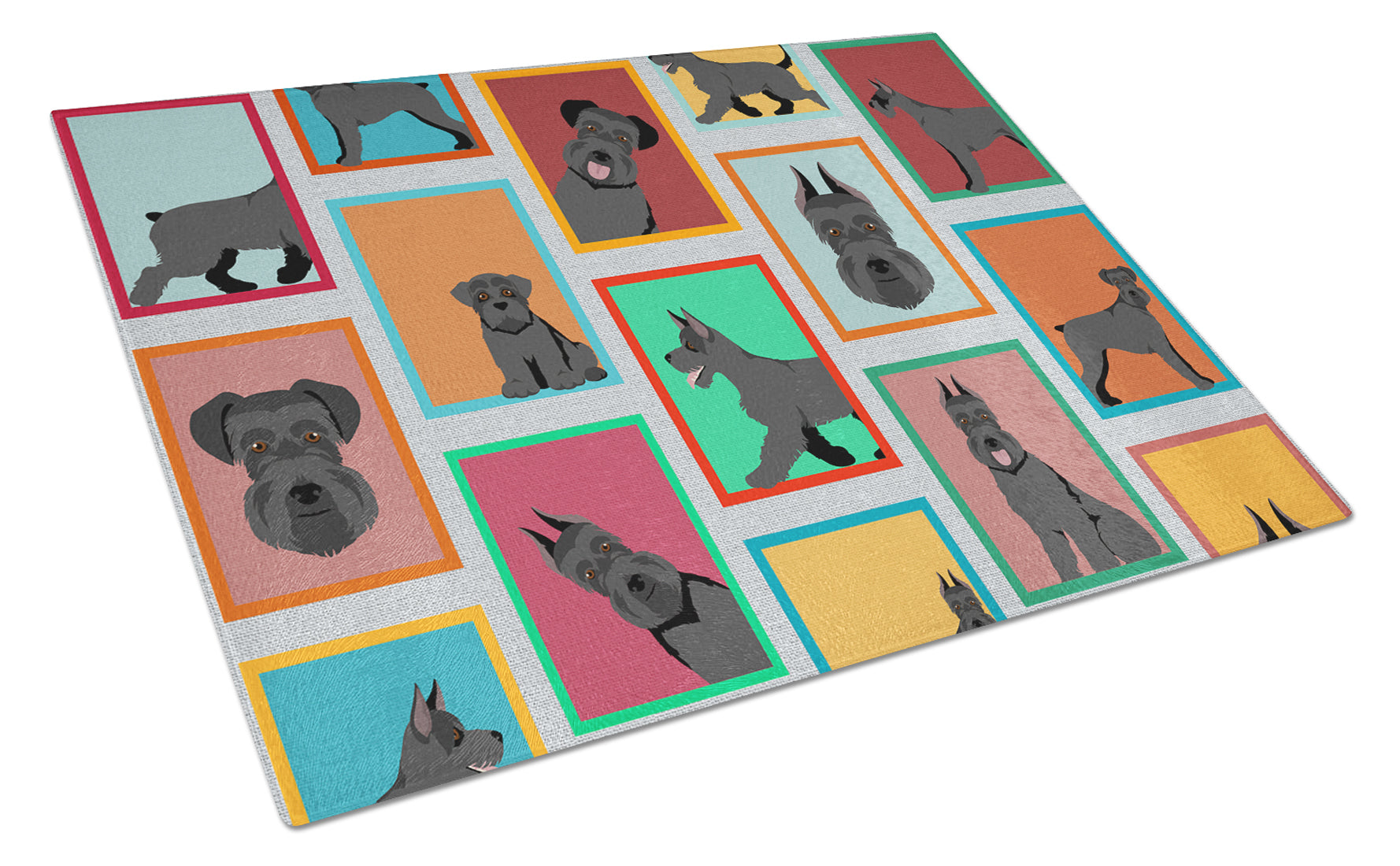 Lots of Black Schnauzer Cutting Board Tempered Glass Kitchen Cutting Surface, Heat Resistant Chopping, Non-Slip Feet, Food Prep & Serving