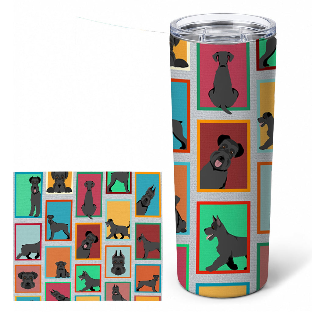 Lots of Black Schnauzer Stainless Steel Skinny Tumbler 20 oz Vacuum Double Walled Reusable Insulated Travel Cup
