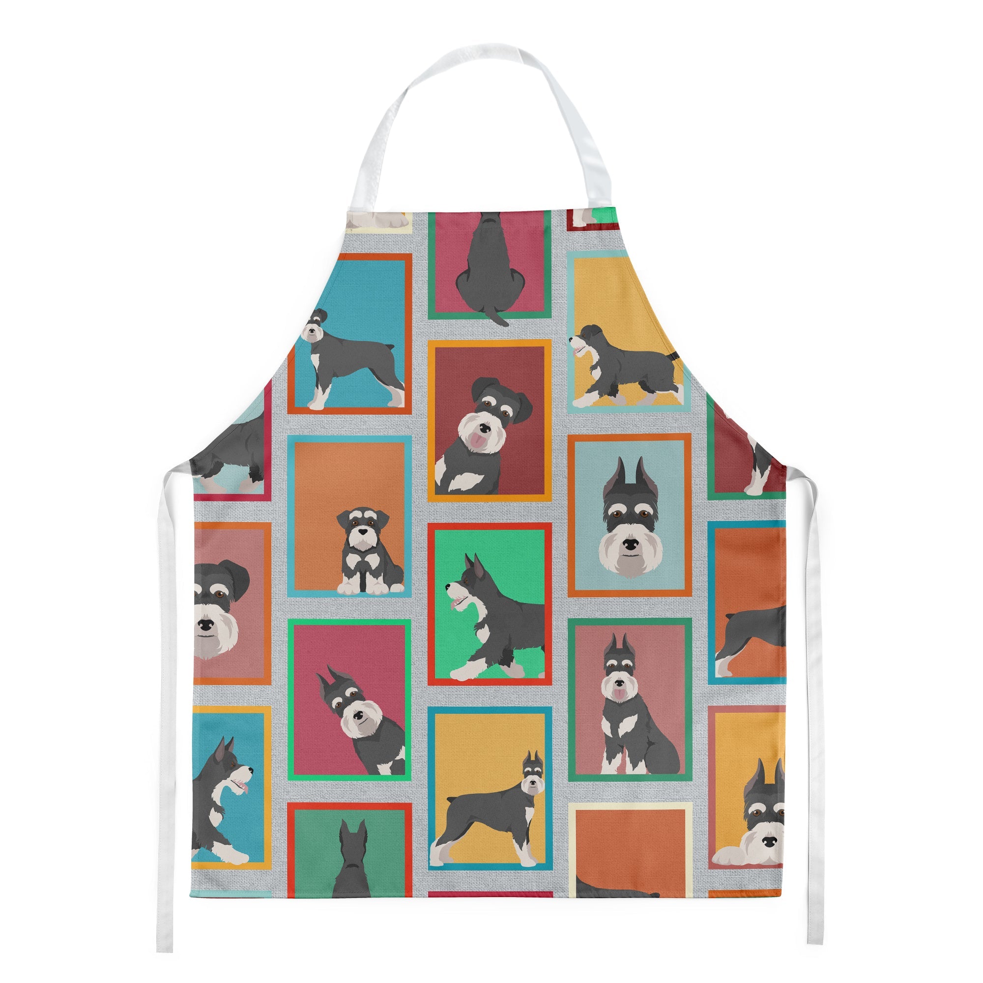 Lots of Black and Silver Schnauzer Apron Cooking Kitchen Server Baking Crafts Gardening for Adult Women Men, Unisex, Large, Multicolor