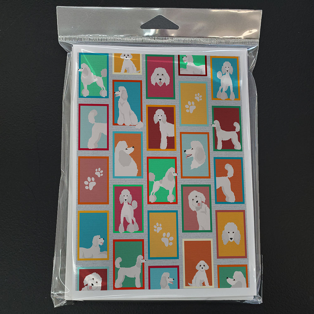Lots of White Standard Poodle Greeting Cards Pack of 8 Blank Cards with Envelopes Whimsical A7 Size 5x7