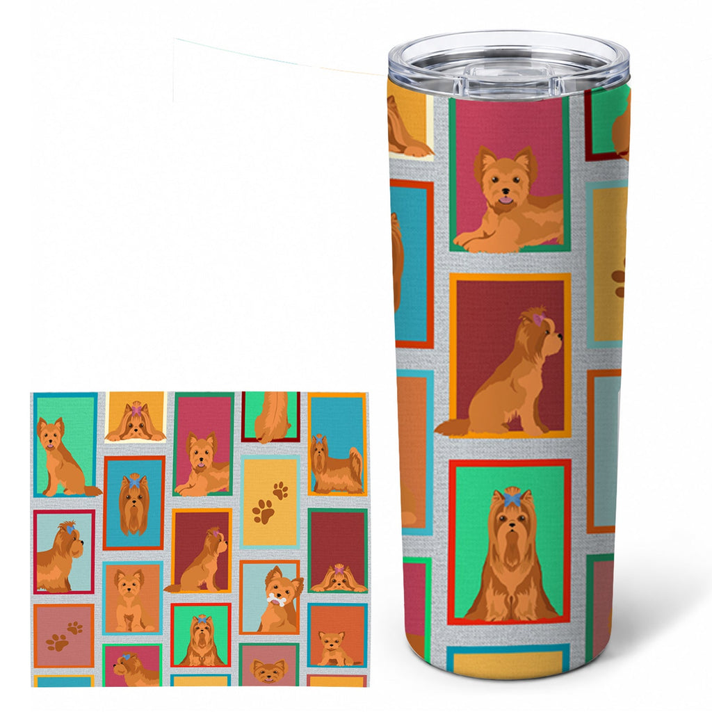 Lots of Red Yorkie Stainless Steel Skinny Tumbler 20 oz Vacuum Double Walled Reusable Insulated Travel Cup