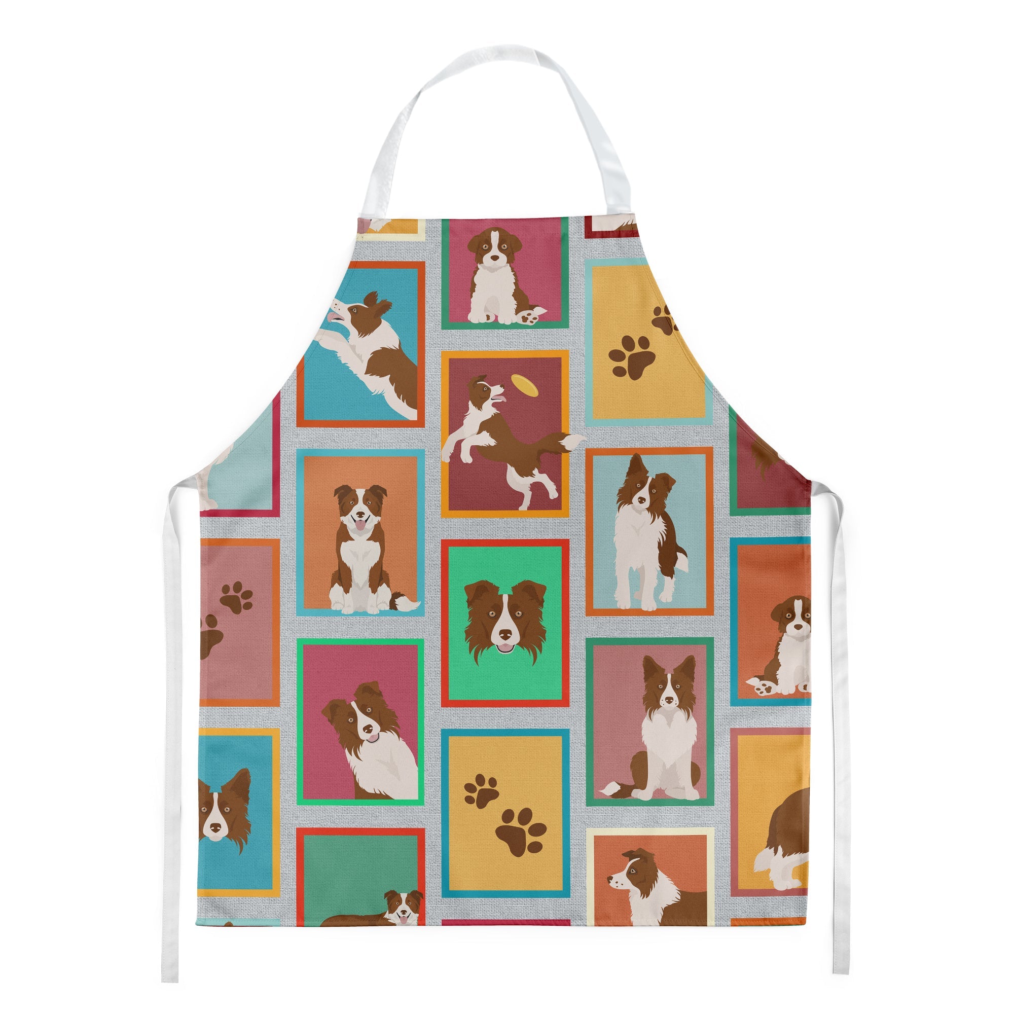Lots of Red Border Collie Apron Cooking Kitchen Server Baking Crafts Gardening for Adult Women Men, Unisex, Large, Multicolor