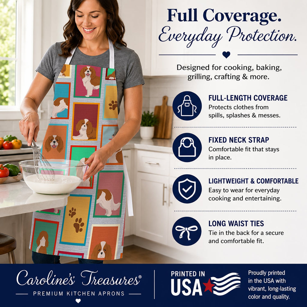 Lots of Blenheim Cavalier Spaniel Apron Cooking Kitchen Server Baking Crafts Gardening for Adult Women Men, Unisex, Large, Multicolor