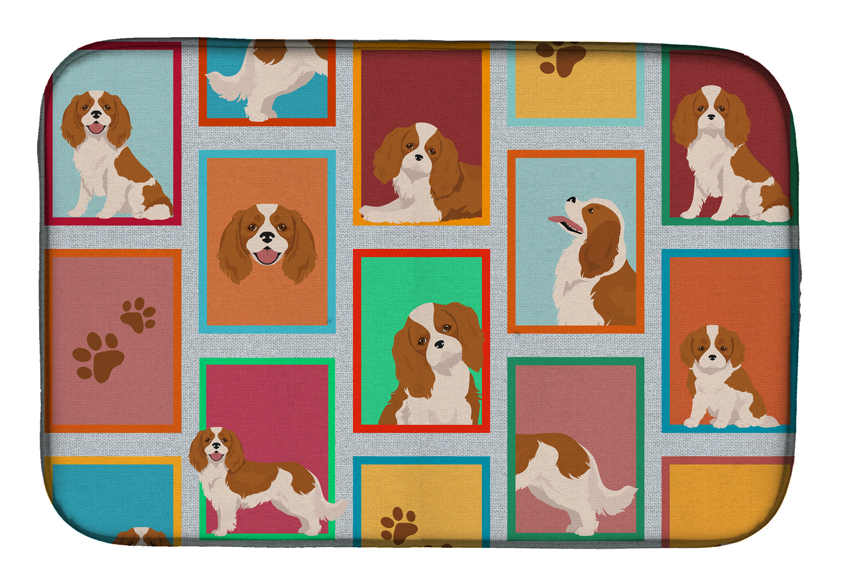 Lots of Blenheim Cavalier Spaniel Dish Drying Mat Absorbent Dish Drying Mat Pad for Kitchen Counter Dish Drainer Mat for Countertop, 14 x 21", Multicolor