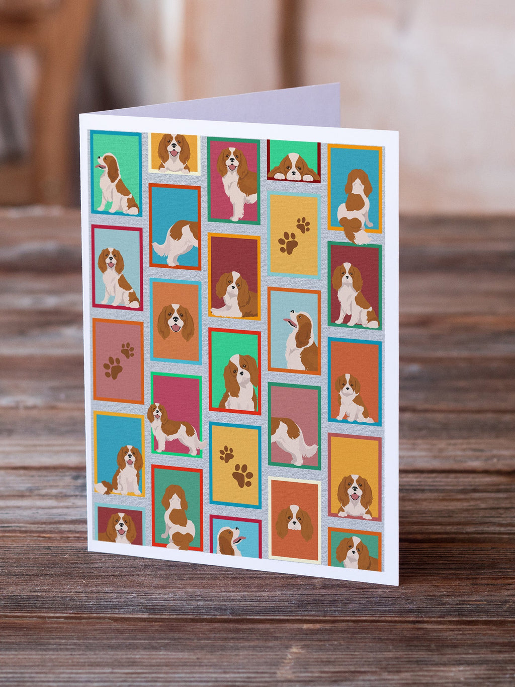 Lots of Blenheim Cavalier Spaniel Greeting Cards Pack of 8 Blank Cards with Envelopes Whimsical A7 Size 5x7