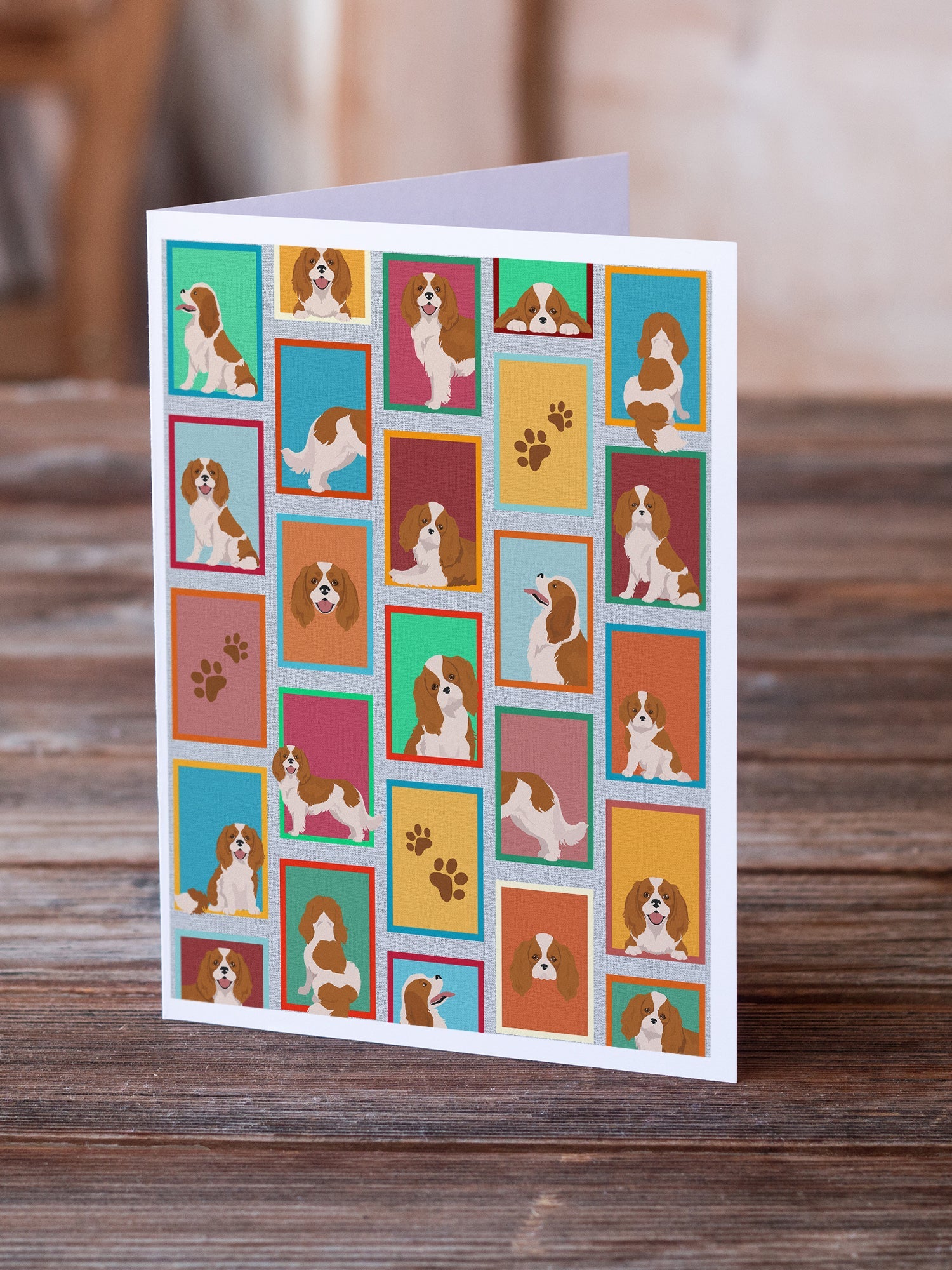 Lots of Blenheim Cavalier Spaniel Greeting Cards Pack of 8 Blank Cards with Envelopes Whimsical A7 Size 5x7
