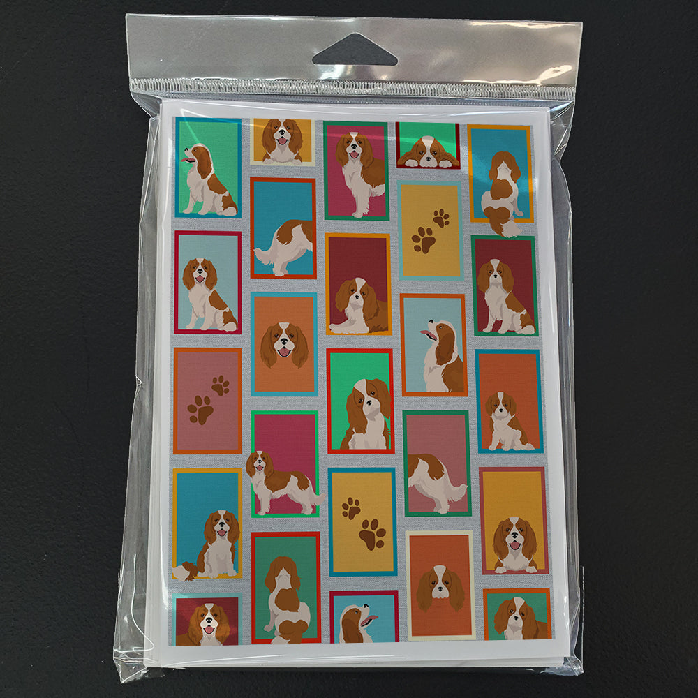Lots of Blenheim Cavalier Spaniel Greeting Cards Pack of 8 Blank Cards with Envelopes Whimsical A7 Size 5x7