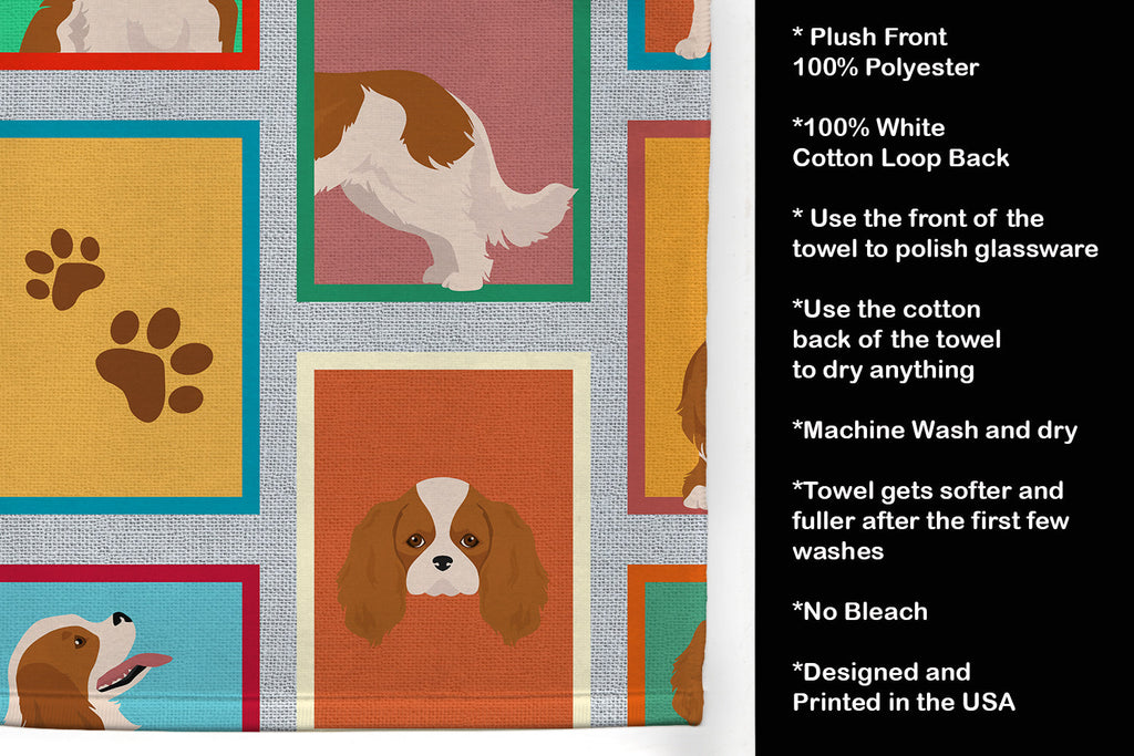 Lots of Blenheim Cavalier Spaniel Kitchen Towel Velour Plush Front and Cotton Loop Back Machine Washable