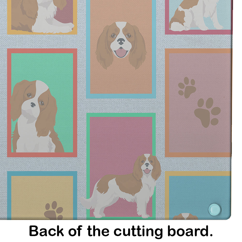 Lots of Blenheim Cavalier Spaniel Cutting Board Tempered Glass Kitchen Cutting Surface, Heat Resistant Chopping, Non-Slip Feet, Food Prep & Serving