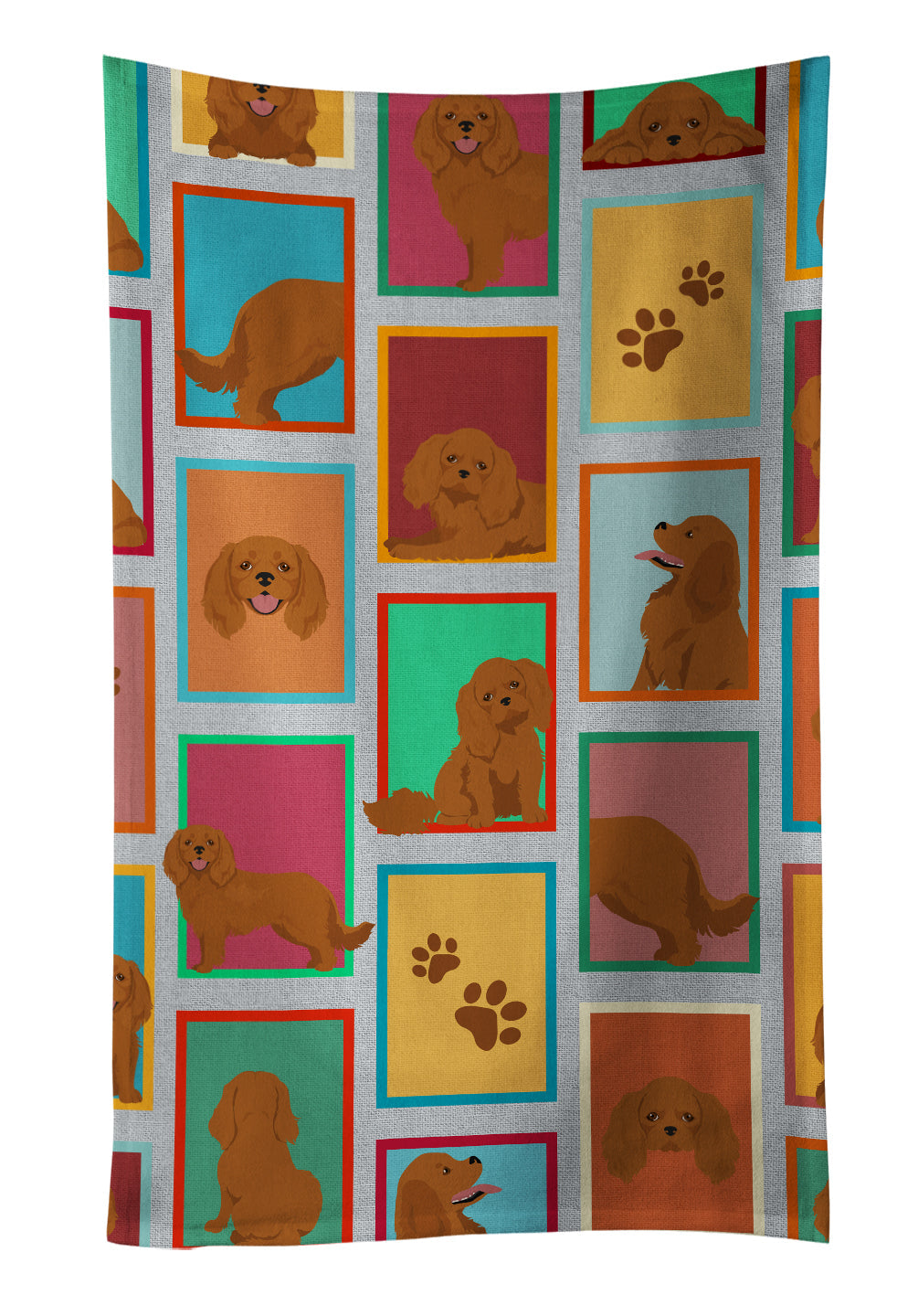 Lots of Ruby Cavalier Spaniel Kitchen Towel Velour Plush Front and Cotton Loop Back Machine Washable