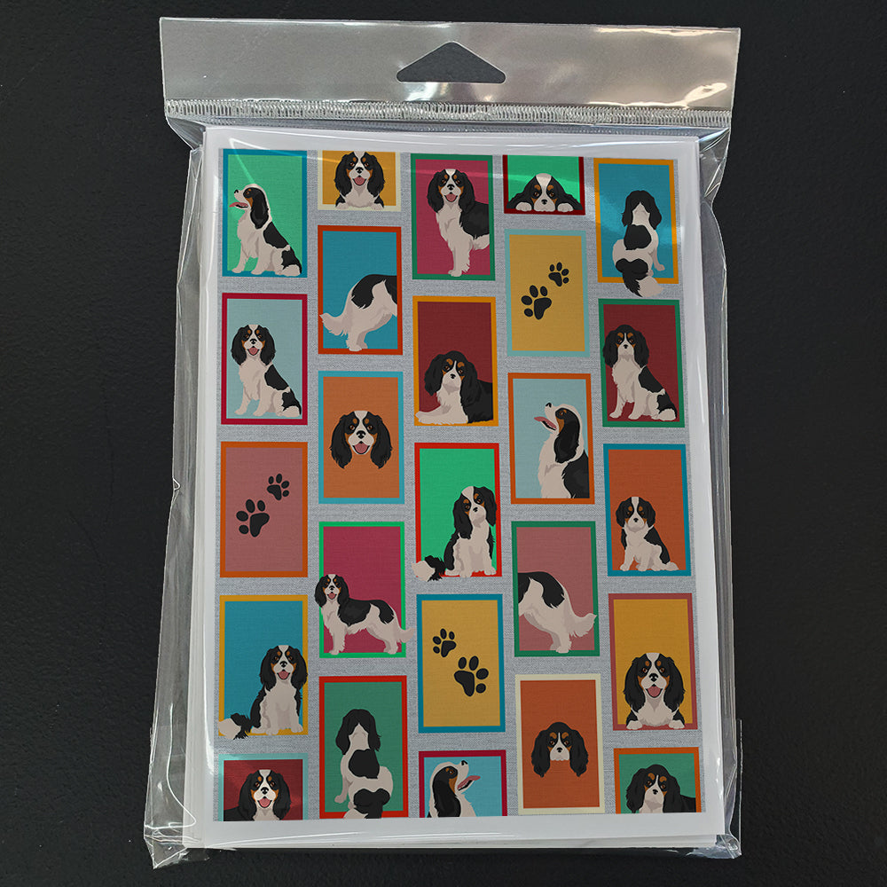 Lots of Tricolor Cavalier Spaniel Greeting Cards Pack of 8 Blank Cards with Envelopes Whimsical A7 Size 5x7