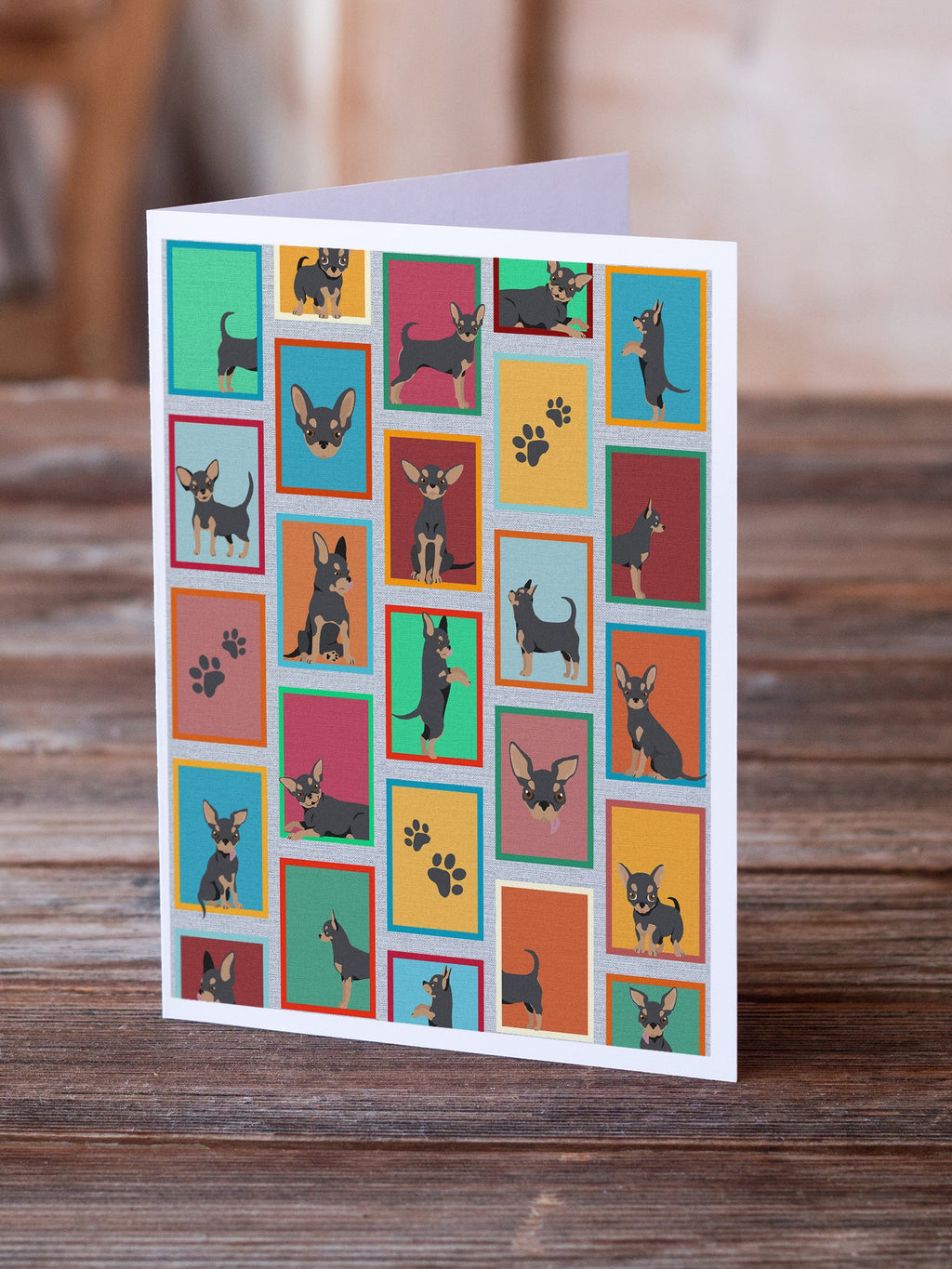 Lots of Black and Tan Chihuahua Greeting Cards Pack of 8 Blank Cards with Envelopes Whimsical A7 Size 5x7
