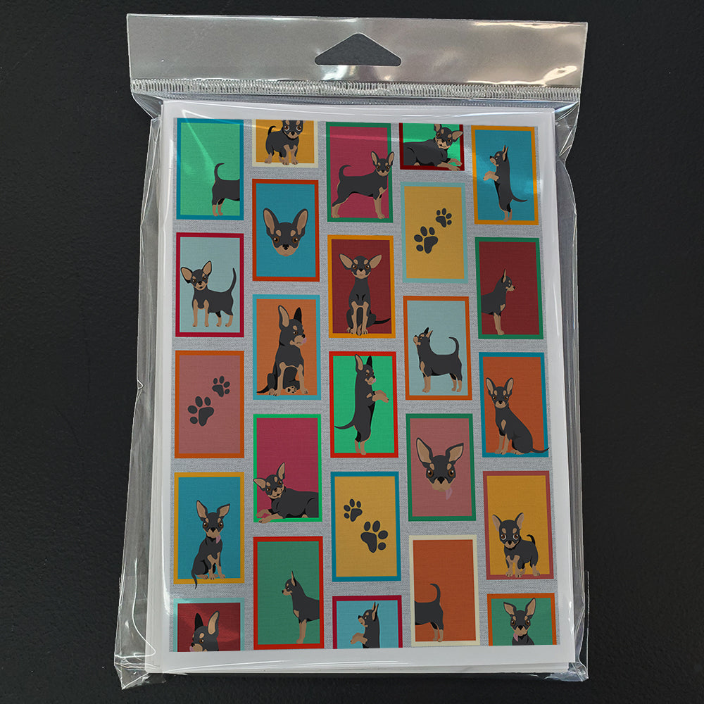 Lots of Black and Tan Chihuahua Greeting Cards Pack of 8 Blank Cards with Envelopes Whimsical A7 Size 5x7