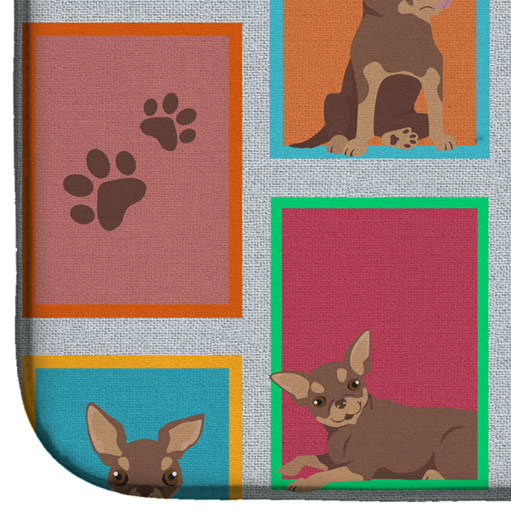 Lots of Chocolate Chihuahua Dish Drying Mat Absorbent Dish Drying Mat Pad for Kitchen Counter Dish Drainer Mat for Countertop, 14 x 21", Multicolor