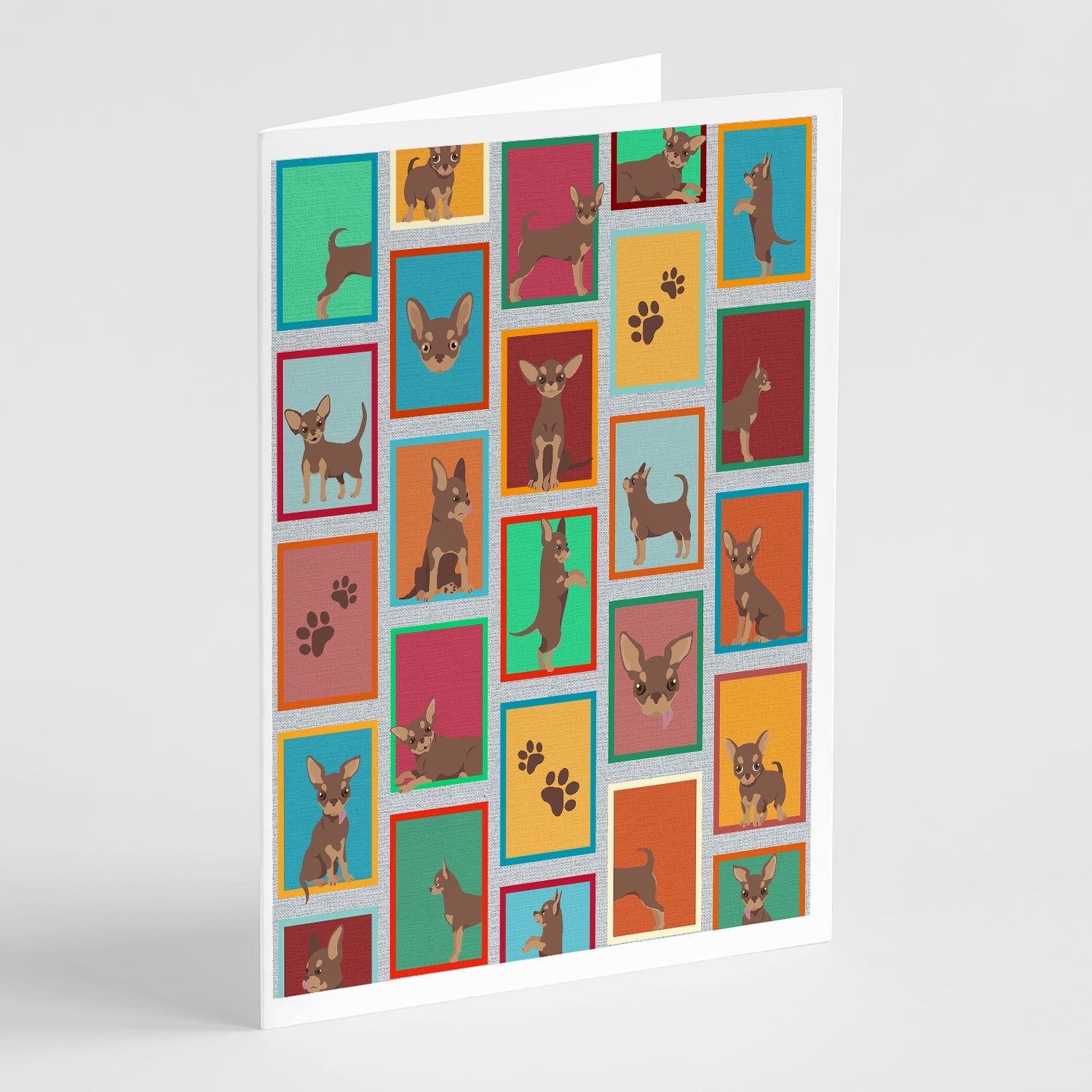 Lots of Chocolate Chihuahua Greeting Cards Pack of 8 Blank Cards with Envelopes Whimsical A7 Size 5x7