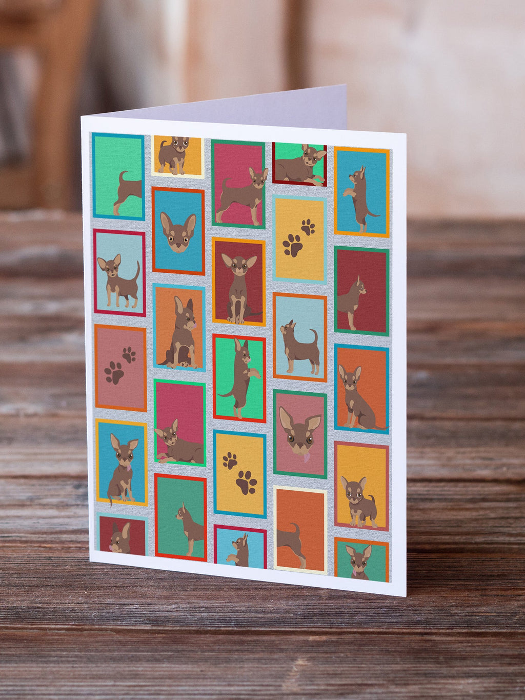 Lots of Chocolate Chihuahua Greeting Cards Pack of 8 Blank Cards with Envelopes Whimsical A7 Size 5x7