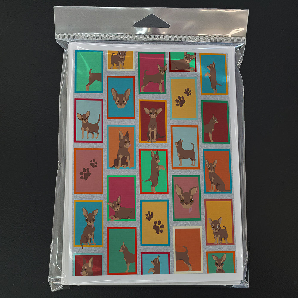 Lots of Chocolate Chihuahua Greeting Cards Pack of 8 Blank Cards with Envelopes Whimsical A7 Size 5x7