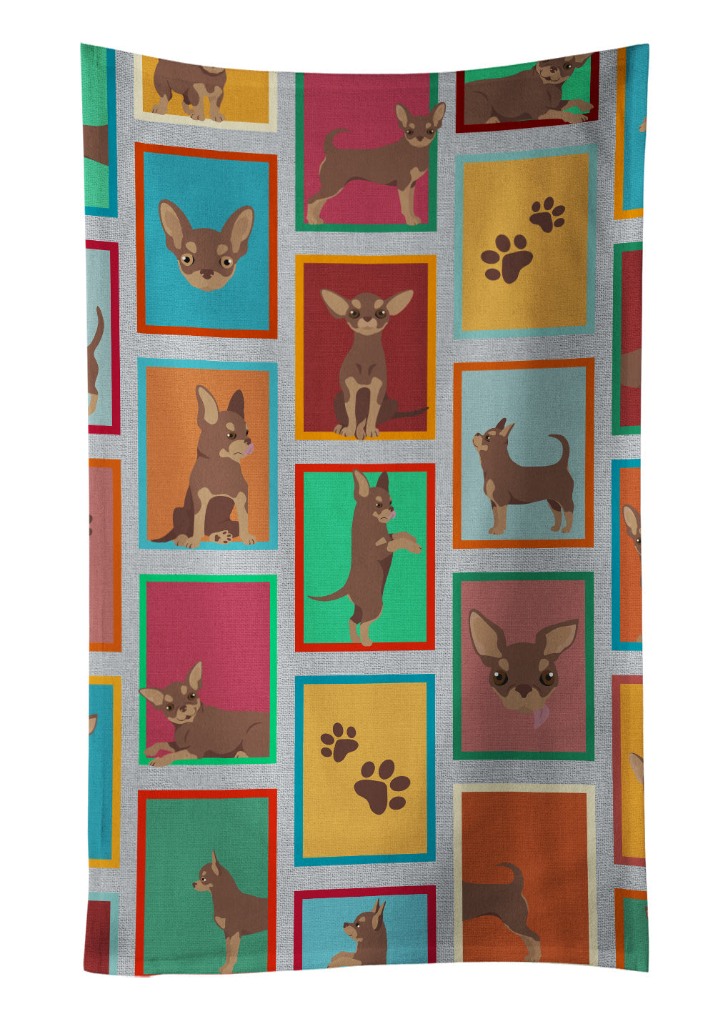 Lots of Chocolate Chihuahua Kitchen Towel Velour Plush Front and Cotton Loop Back Machine Washable