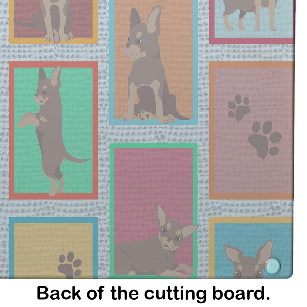 Lots of Chocolate Chihuahua Cutting Board Tempered Glass Kitchen Cutting Surface, Heat Resistant Chopping, Non-Slip Feet, Food Prep & Serving