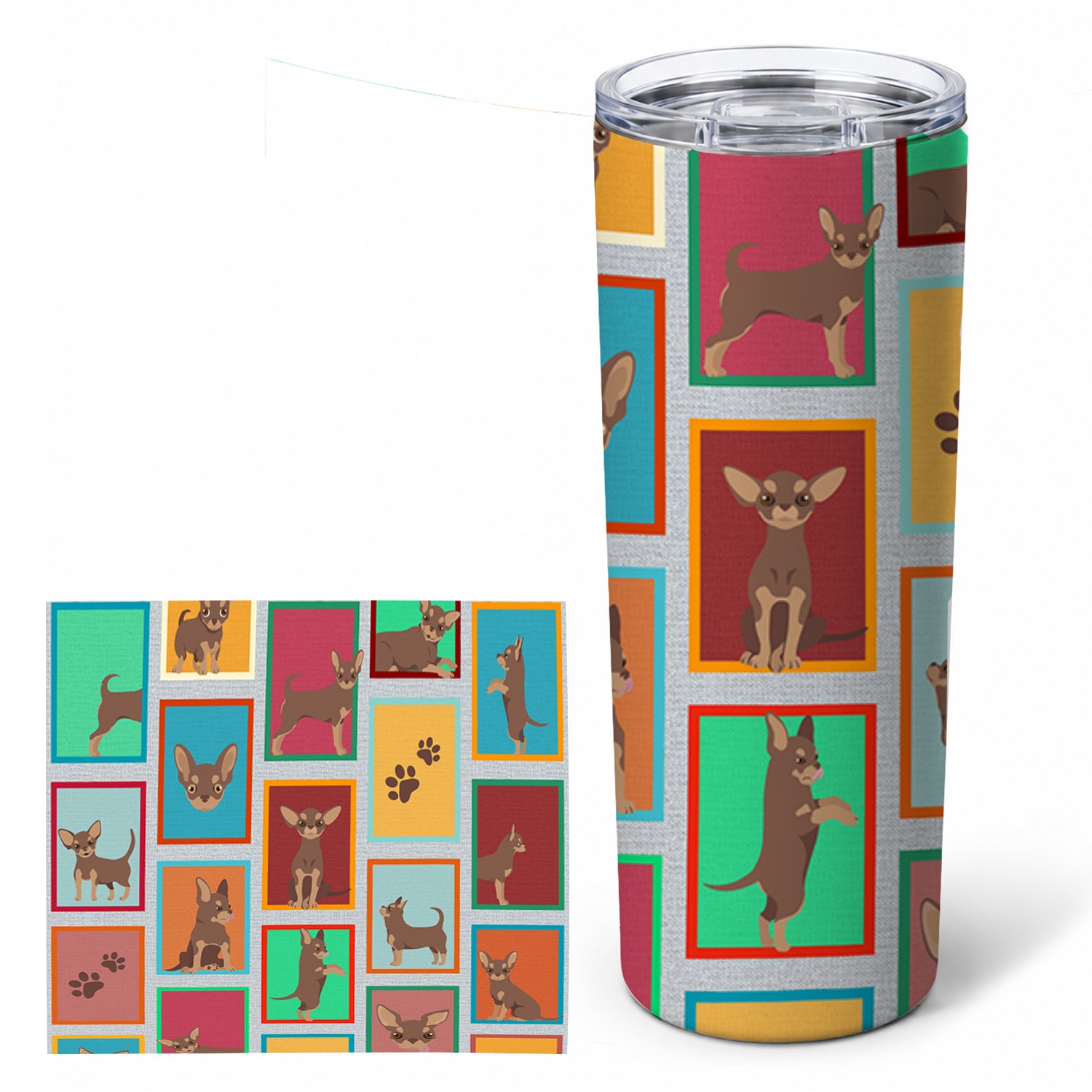 Lots of Chocolate Chihuahua Stainless Steel Skinny Tumbler 20 oz Vacuum Double Walled Reusable Insulated Travel Cup