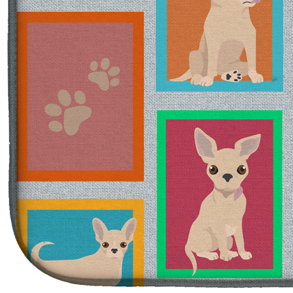 Lots of Cream Chihuahua Dish Drying Mat Absorbent Dish Drying Mat Pad for Kitchen Counter Dish Drainer Mat for Countertop, 14 x 21", Multicolor