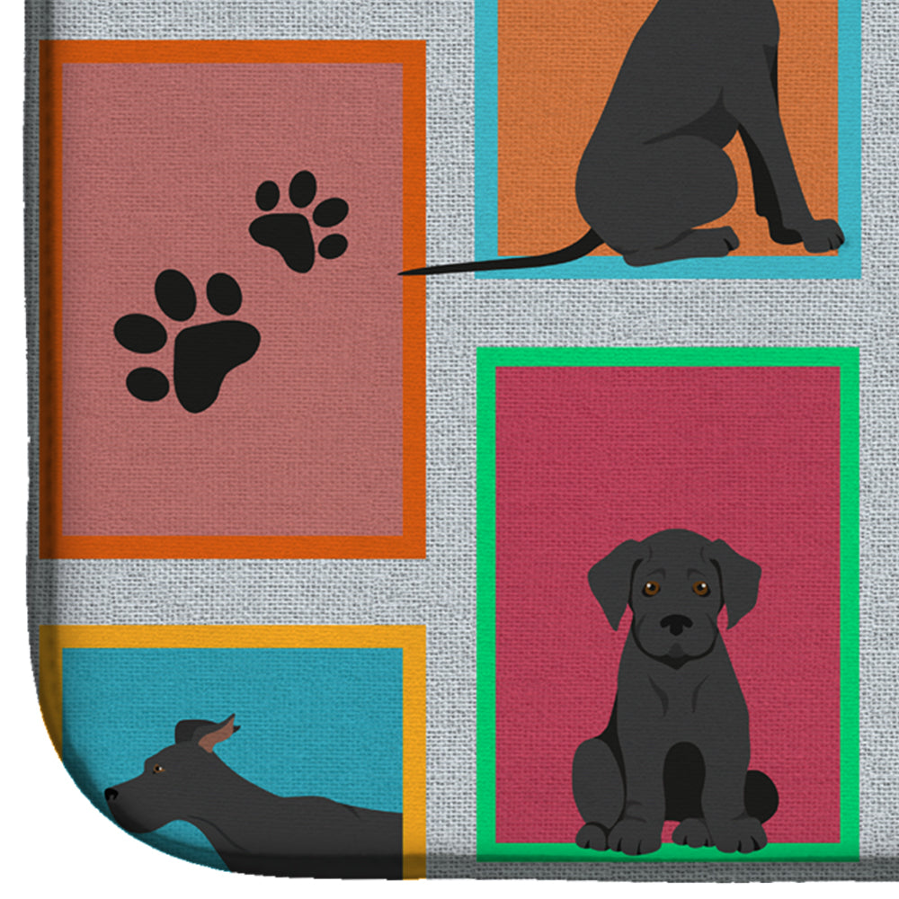 Lots of Black Great Dane Dish Drying Mat Absorbent Dish Drying Mat Pad for Kitchen Counter Dish Drainer Mat for Countertop, 14 x 21", Multicolor