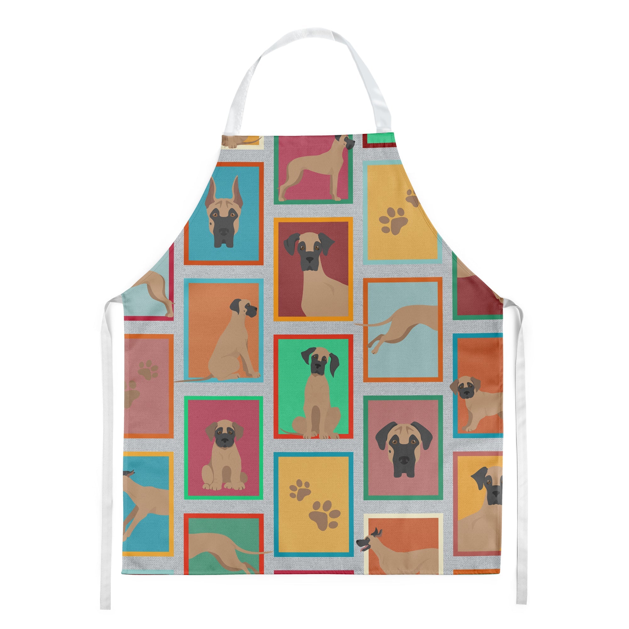 Lots of Fawn Great Dane Apron Cooking Kitchen Server Baking Crafts Gardening for Adult Women Men, Unisex, Large, Multicolor