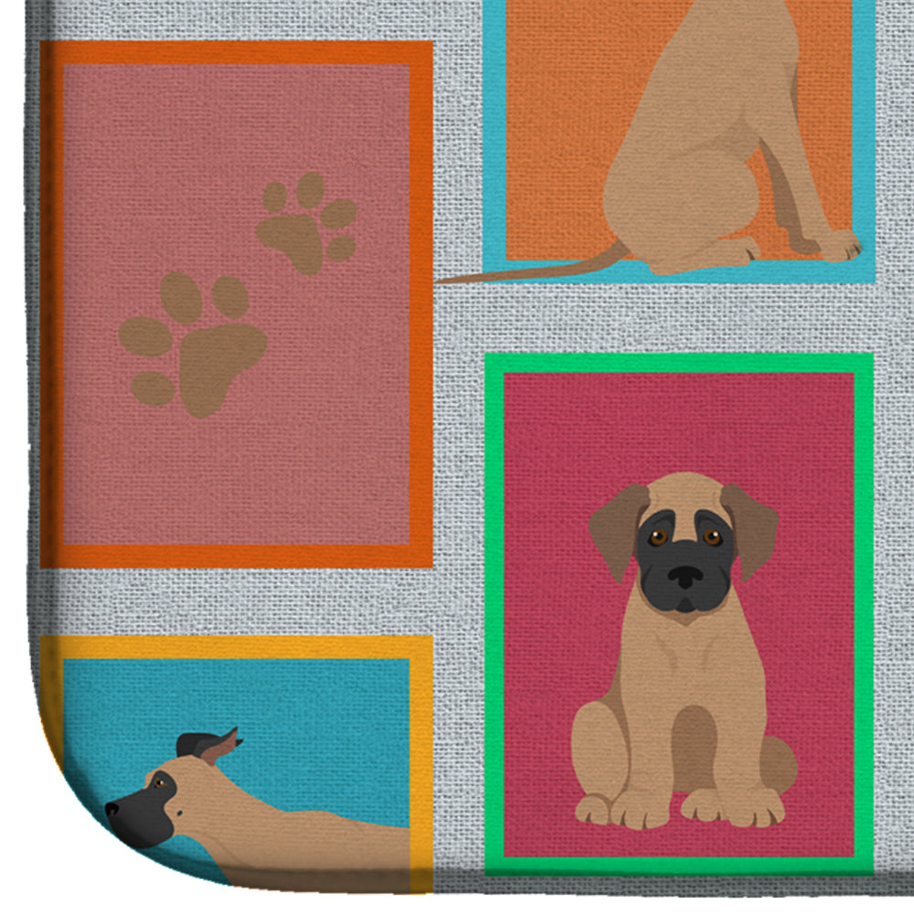 Lots of Fawn Great Dane Dish Drying Mat Absorbent Dish Drying Mat Pad for Kitchen Counter Dish Drainer Mat for Countertop, 14 x 21", Multicolor