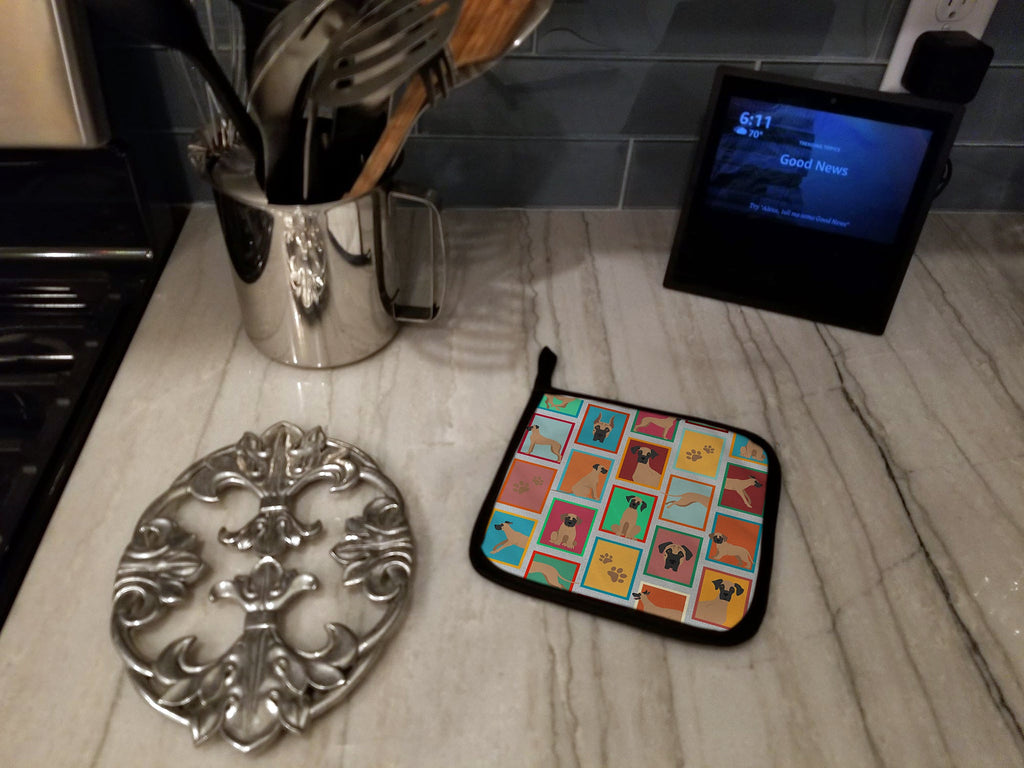 Lots of Fawn Great Dane Pot Holder Set of 2 Heat Resistant Quilted Hot Pads 7.5 x 7.5 Inch, Insulated Kitchen Trivets for Cooking & Baking