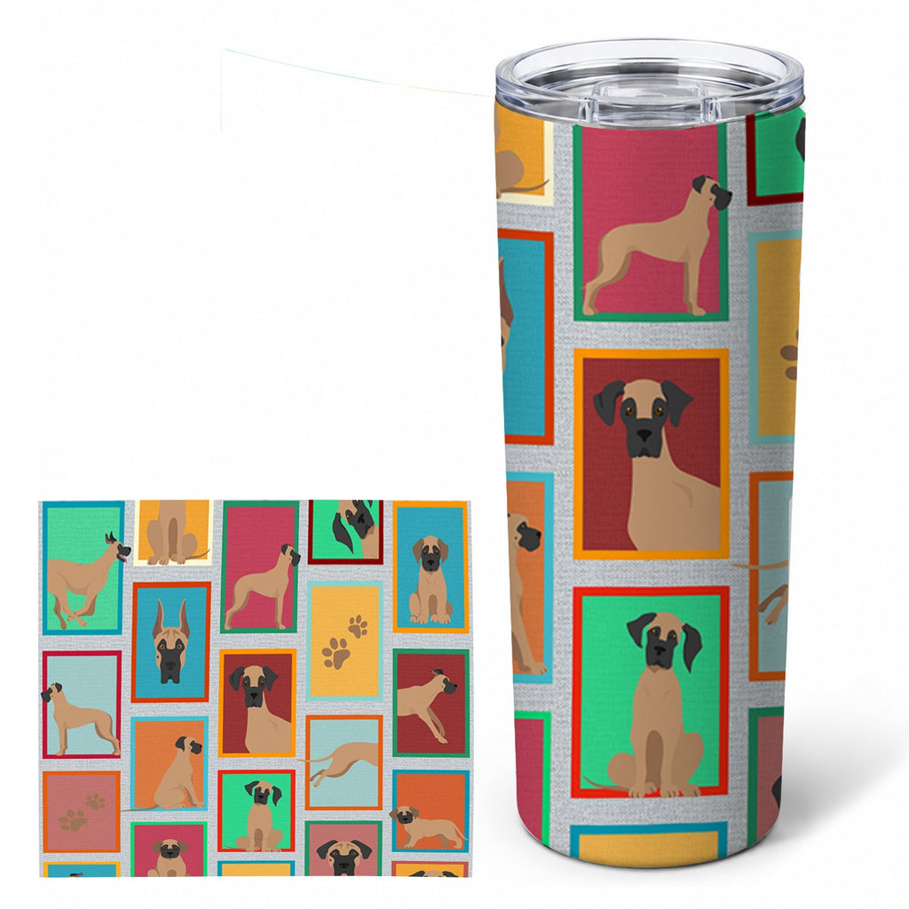 Lots of Fawn Great Dane Stainless Steel Skinny Tumbler 20 oz Vacuum Double Walled Reusable Insulated Travel Cup