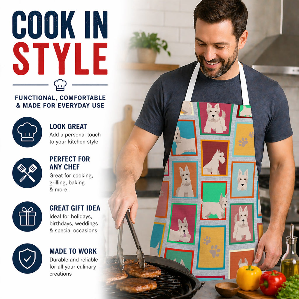 Lots of Wheaten Scottish Terrier Apron Cooking Kitchen Server Baking Crafts Gardening for Adult Women Men, Unisex, Large, Multicolor