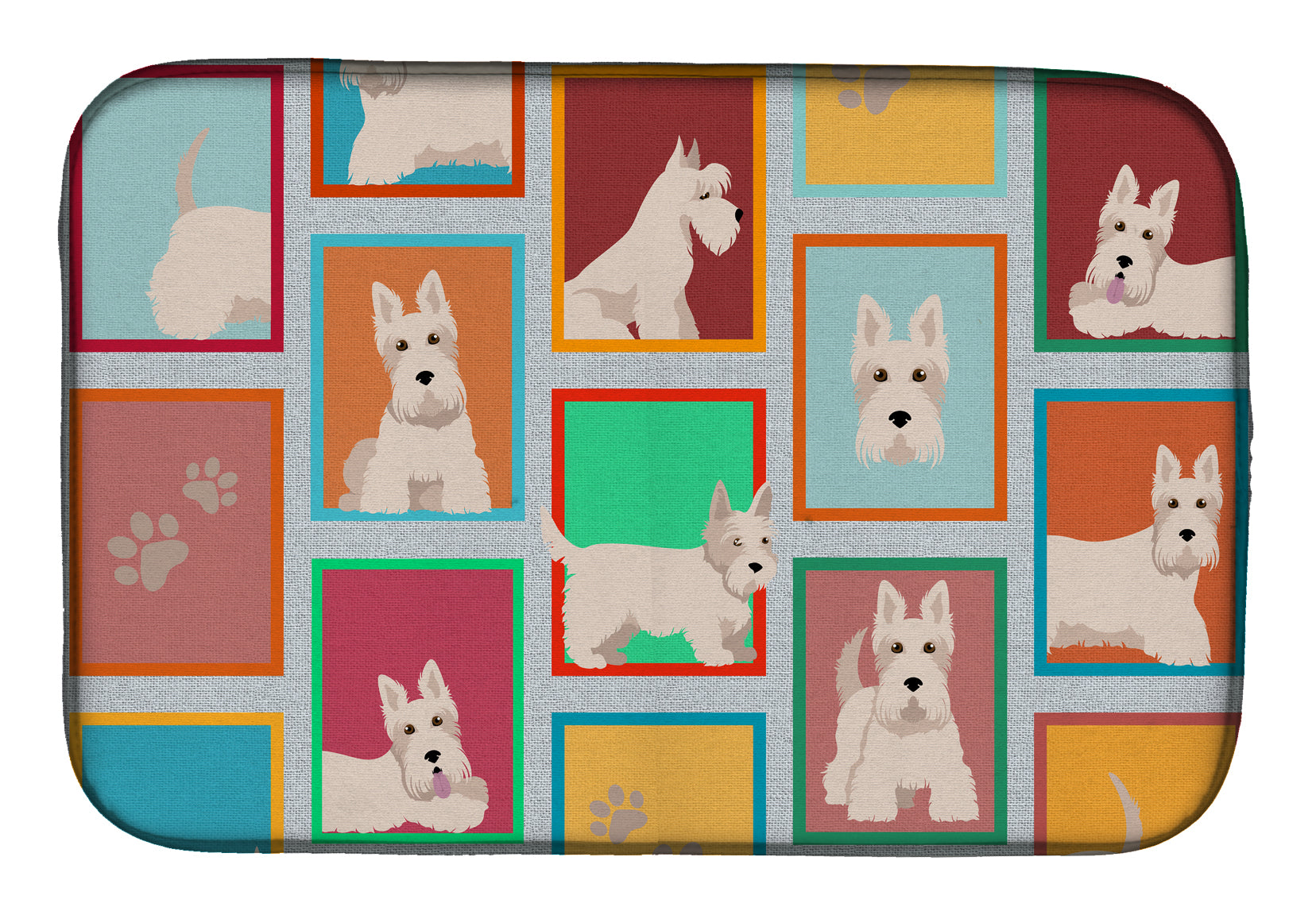 Lots of Wheaten Scottish Terrier Dish Drying Mat Absorbent Dish Drying Mat Pad for Kitchen Counter Dish Drainer Mat for Countertop, 14 x 21", Multicolor