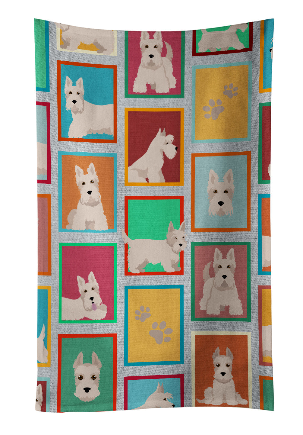 Lots of Wheaten Scottish Terrier Kitchen Towel Velour Plush Front and Cotton Loop Back Machine Washable
