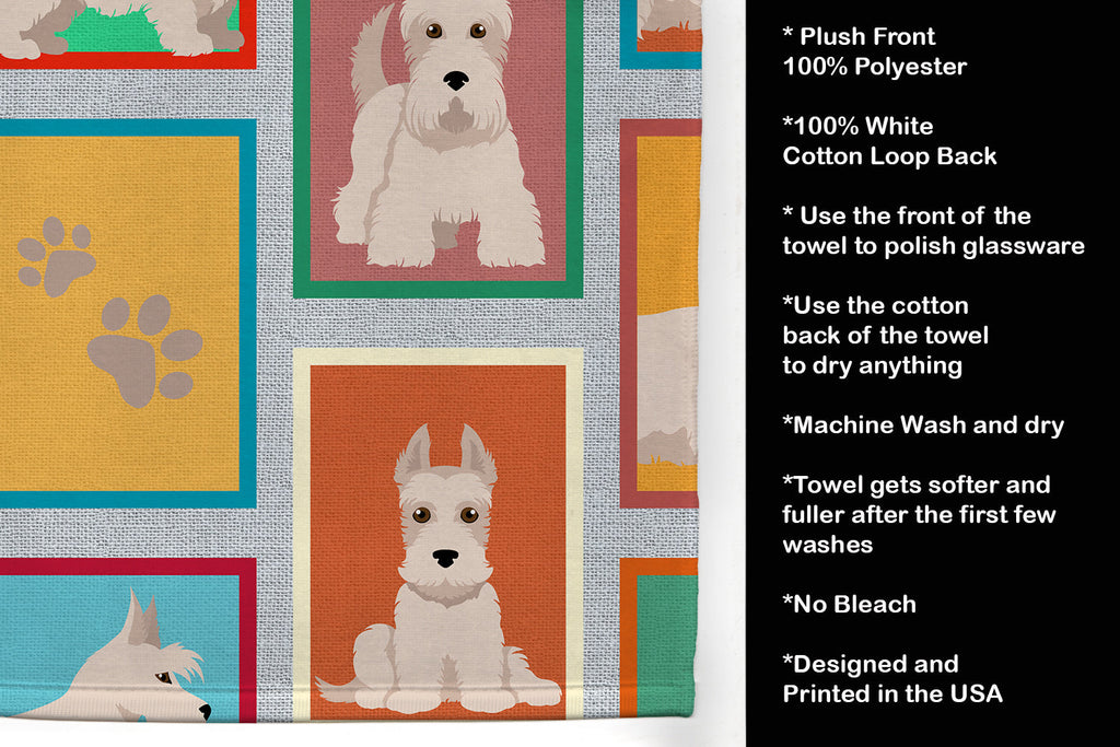 Lots of Wheaten Scottish Terrier Kitchen Towel Velour Plush Front and Cotton Loop Back Machine Washable