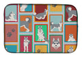 Lots of Grey Siberian Husky Dish Drying Mat Absorbent Dish Drying Mat Pad for Kitchen Counter Dish Drainer Mat for Countertop, 14 x 21", Multicolor