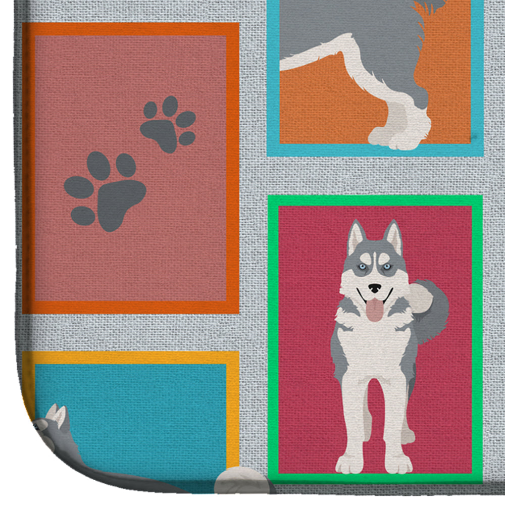 Lots of Grey Siberian Husky Dish Drying Mat Absorbent Dish Drying Mat Pad for Kitchen Counter Dish Drainer Mat for Countertop, 14 x 21", Multicolor