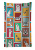 Lots of Grey Siberian Husky Kitchen Towel Velour Plush Front and Cotton Loop Back Machine Washable