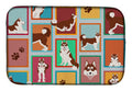 Lots of Red Siberian Husky Dish Drying Mat Absorbent Dish Drying Mat Pad for Kitchen Counter Dish Drainer Mat for Countertop, 14 x 21", Multicolor