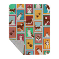 Lots of Red Siberian Husky Quilted Blanket 50x60 Artwork Pattern Quilted Throw Blanket for Bed, Couch, Sofa, Soft and Lightweight